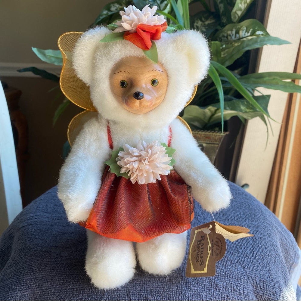 🎅🏻Sale Raikes Bears 1993 Fall Flower Fairy Autumn Flower Fairy Bear Applause NIB